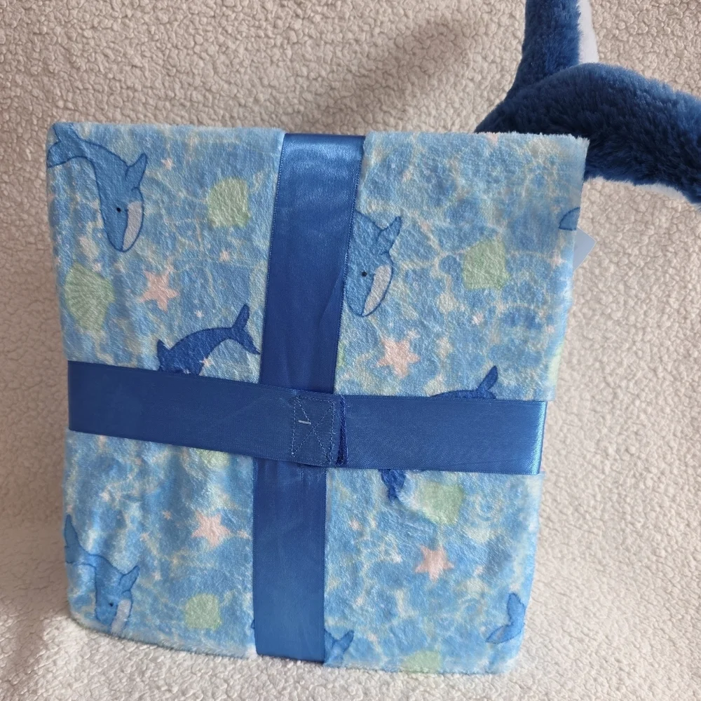 Whale Plush with Blanket Gift Set, Blue, 35